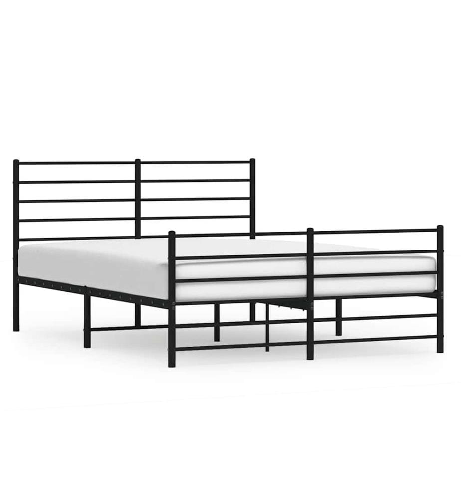 Bettgestell mit Kopf- und Fussteil Metall Schwarz 140x200 cm