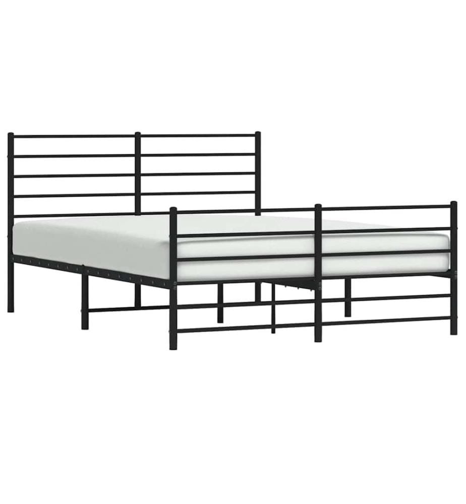 Bettgestell mit Kopf- und Fussteil Metall Schwarz 140x200 cm