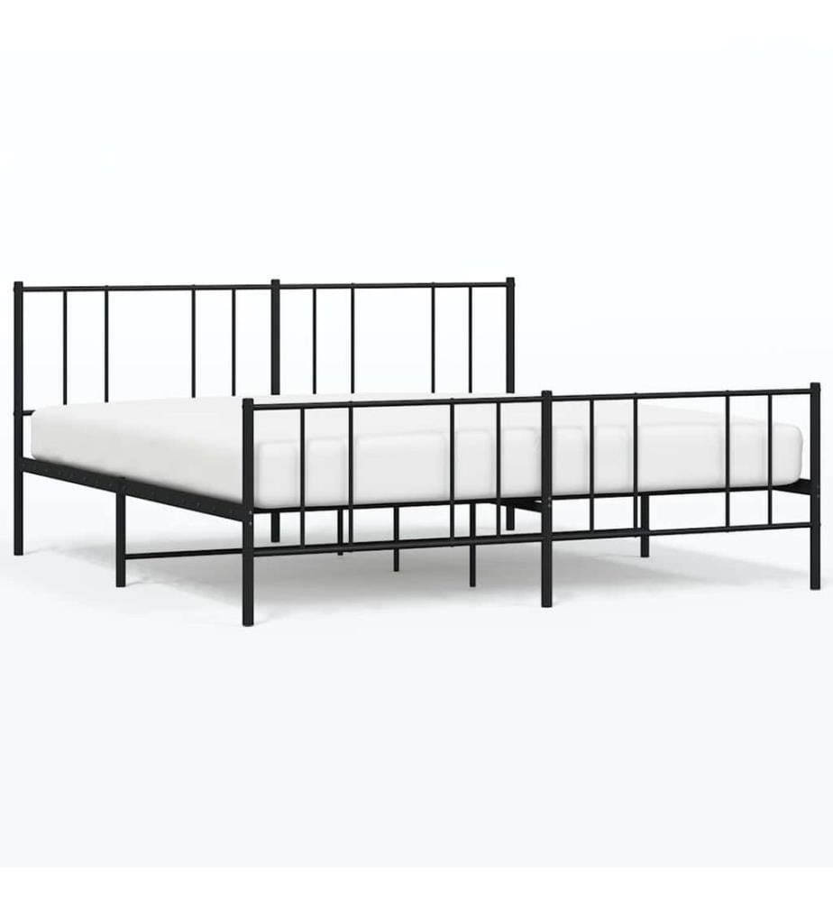Metallbett ohne Matratze mit Fussteil Schwarz 180x200 cm