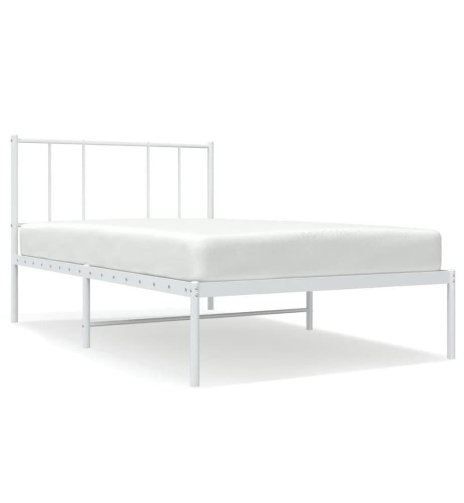 Bettgestell mit Kopfteil Metall Weiss 90x200 cm