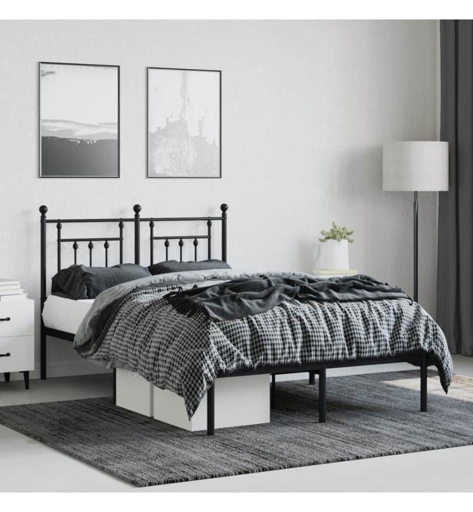 Bettgestell mit Kopfteil Metall Schwarz 120x200 cm