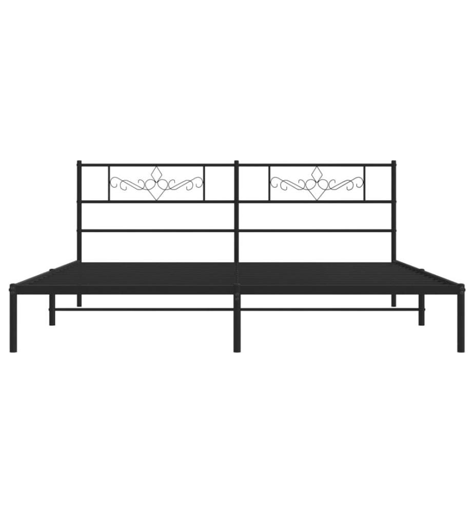 Cadre de lit métal sans matelas et tête de lit noir 180x200 cm
