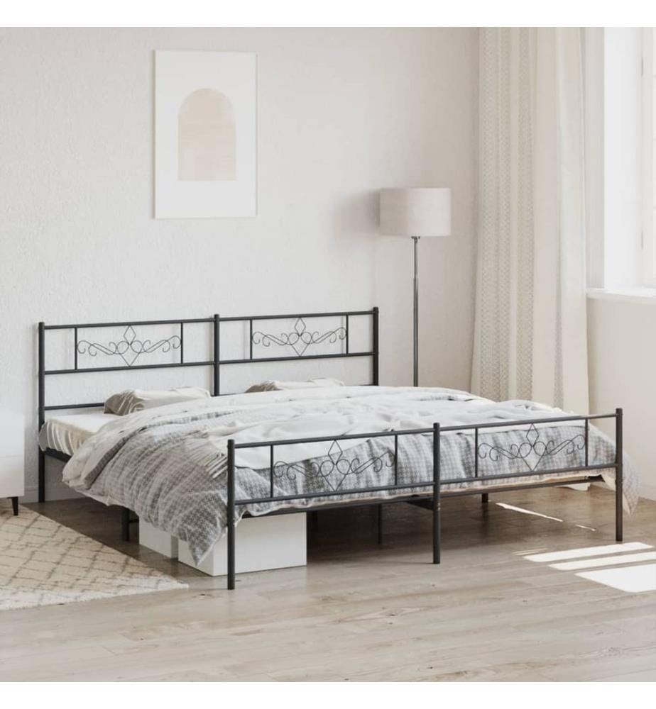 Metallbett ohne Matratze mit Fussteil Schwarz 180x200 cm