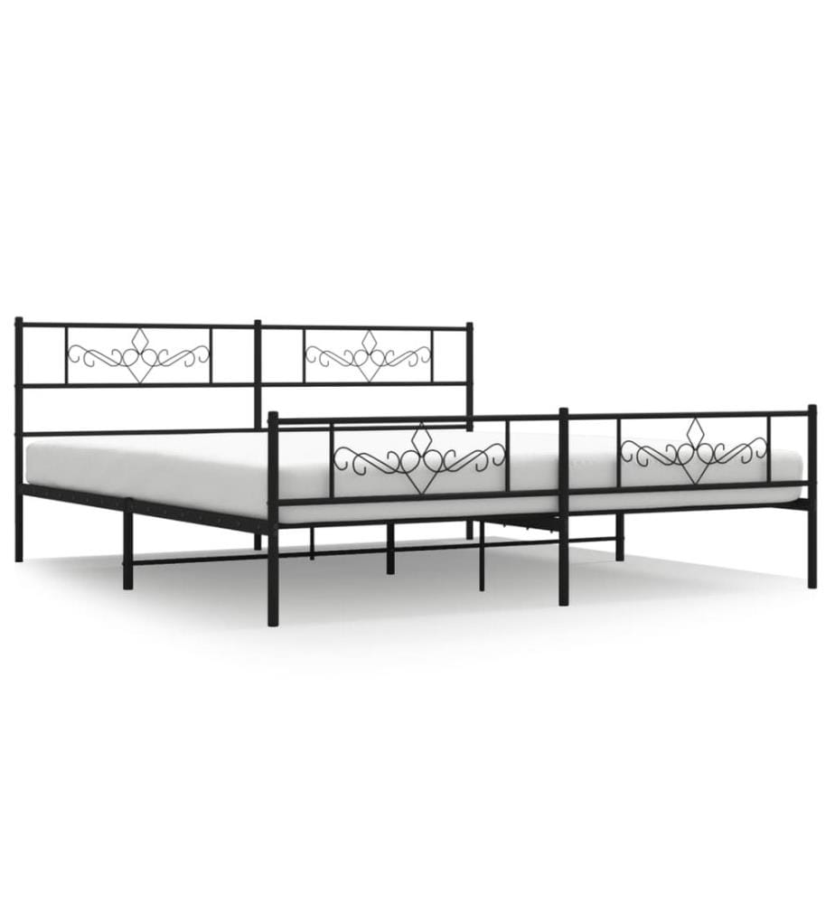 Metallbett ohne Matratze mit Fussteil Schwarz 180x200 cm