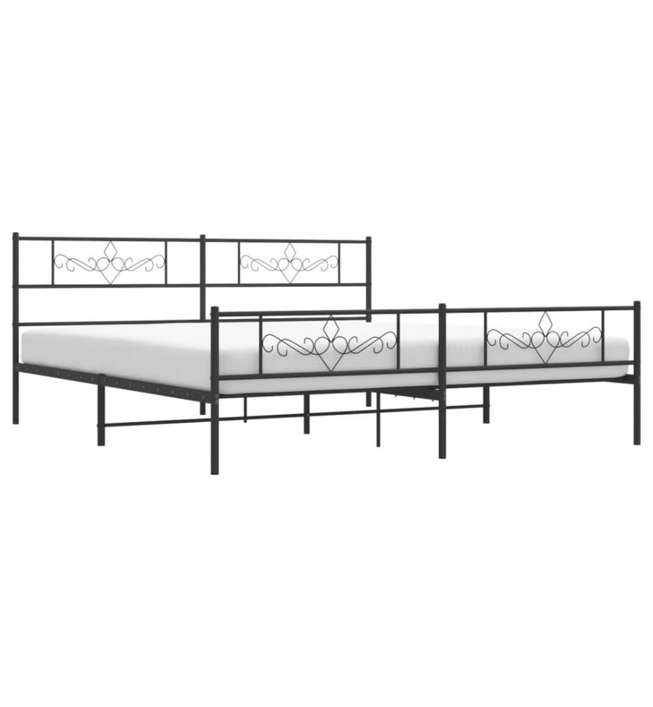 Metallbett ohne Matratze mit Fussteil Schwarz 180x200 cm