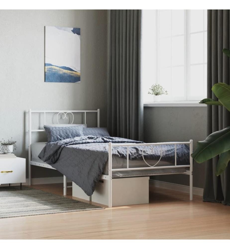 Bettgestell mit Kopf- und Fussteil Metall Weiss 90x200 cm