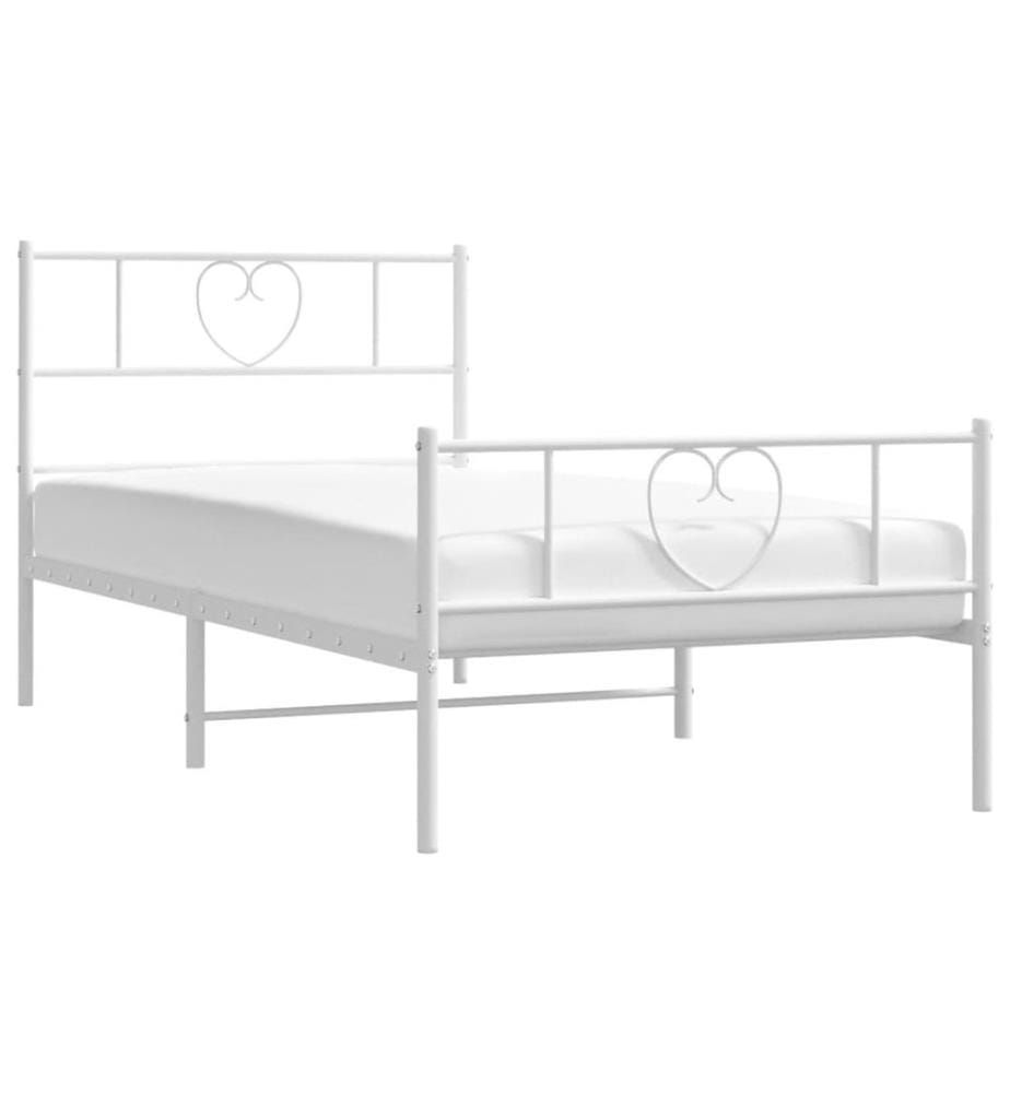 Bettgestell mit Kopf- und Fussteil Metall Weiss 90x200 cm