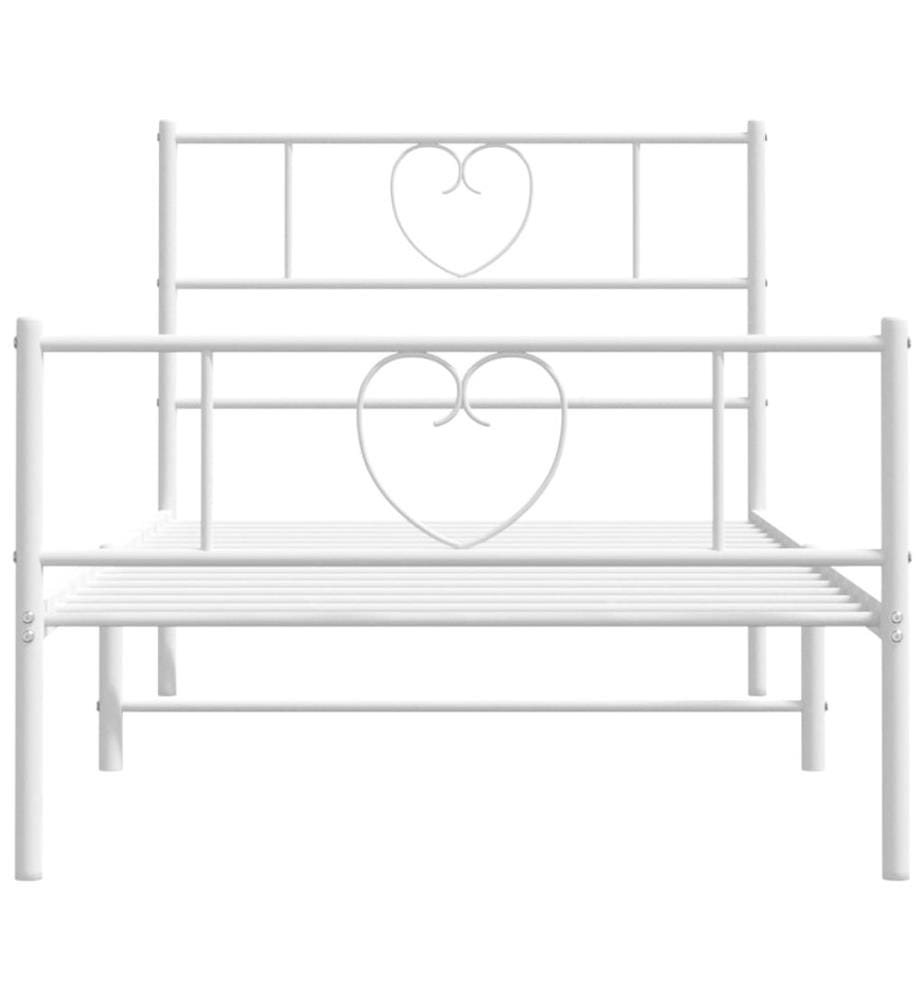 Bettgestell mit Kopf- und Fussteil Metall Weiss 90x200 cm