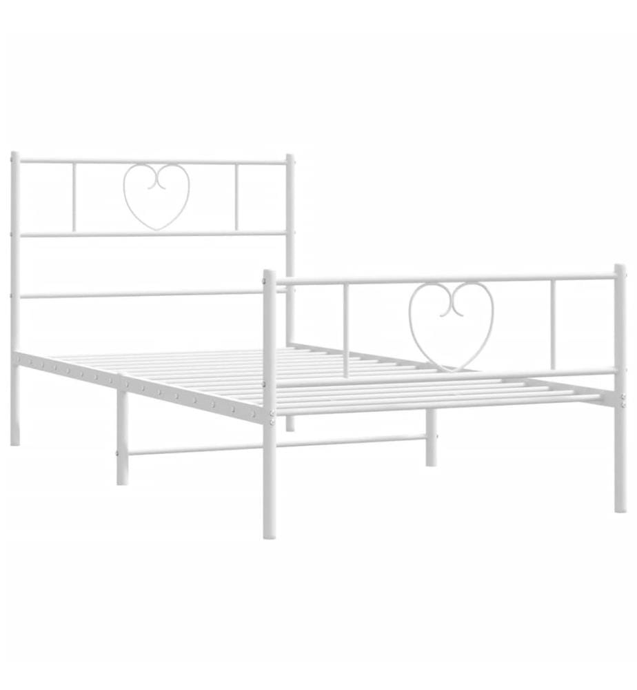 Bettgestell mit Kopf- und Fussteil Metall Weiss 90x200 cm