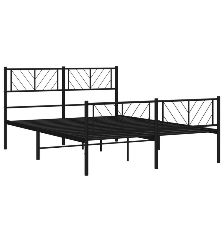 Bettgestell mit Kopf- und Fussteil Metall Schwarz 140x200 cm