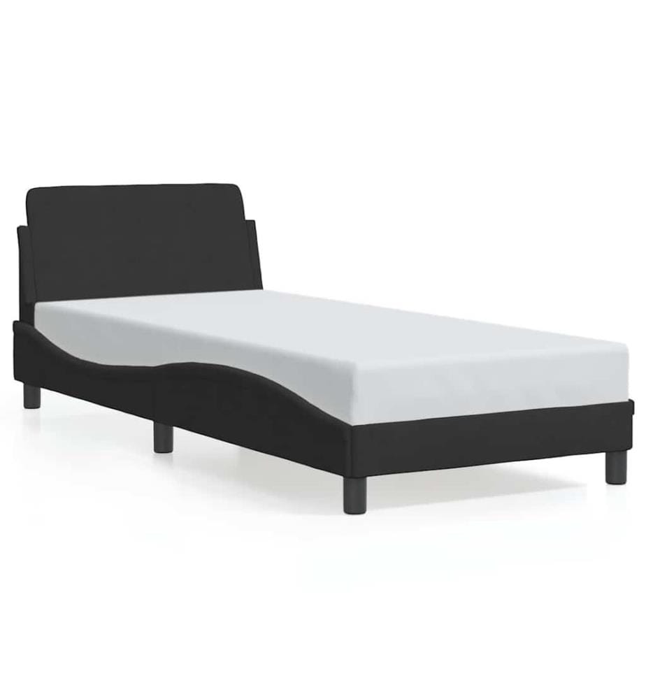 Cadre de lit avec tête de lit Dover noir 90x200 cm velours