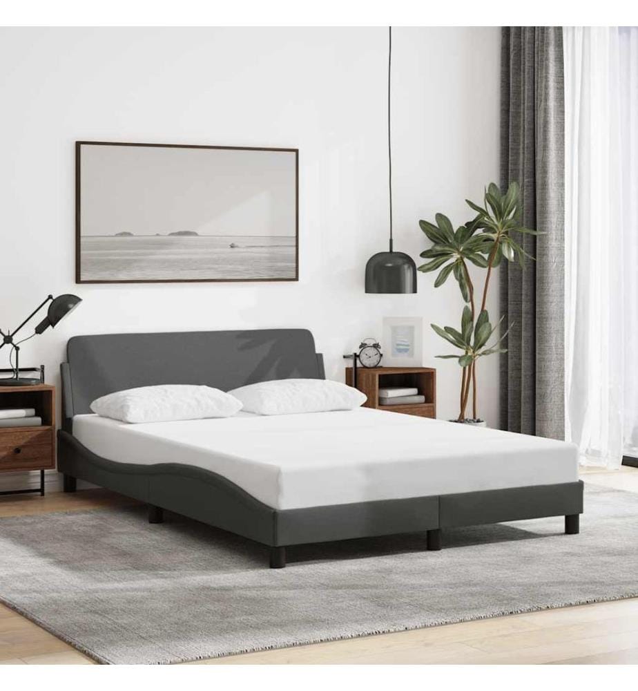 Cadre de lit Dover gris foncé 120x200 cm tissu