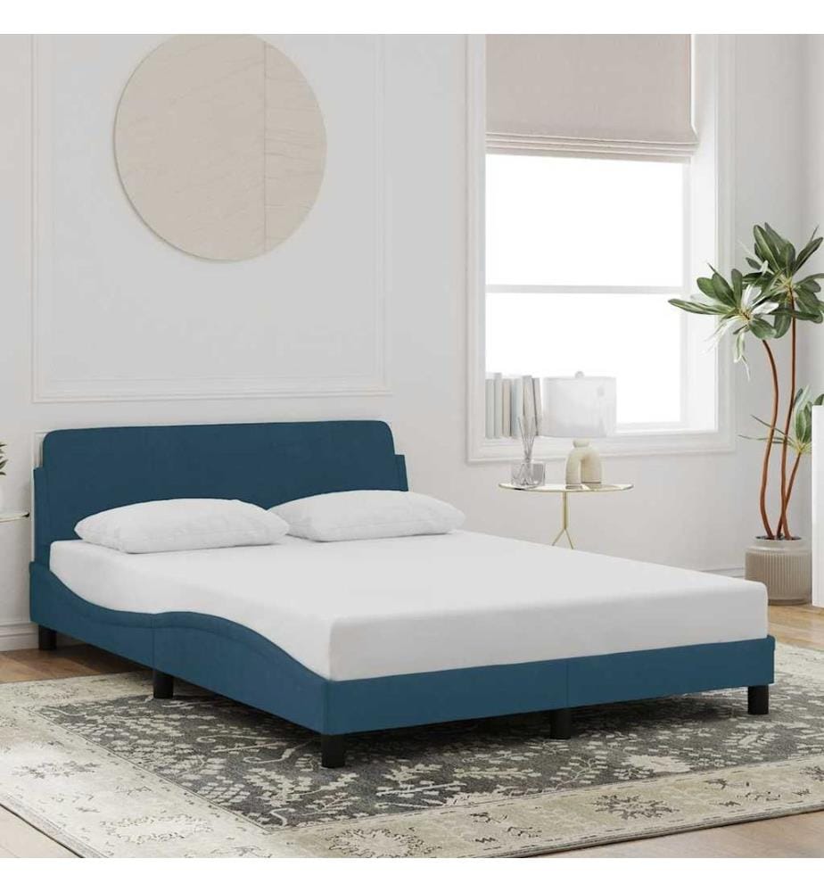 Bettgestell mit Kopfteil "Dover" Blau 120x200 cm Samt