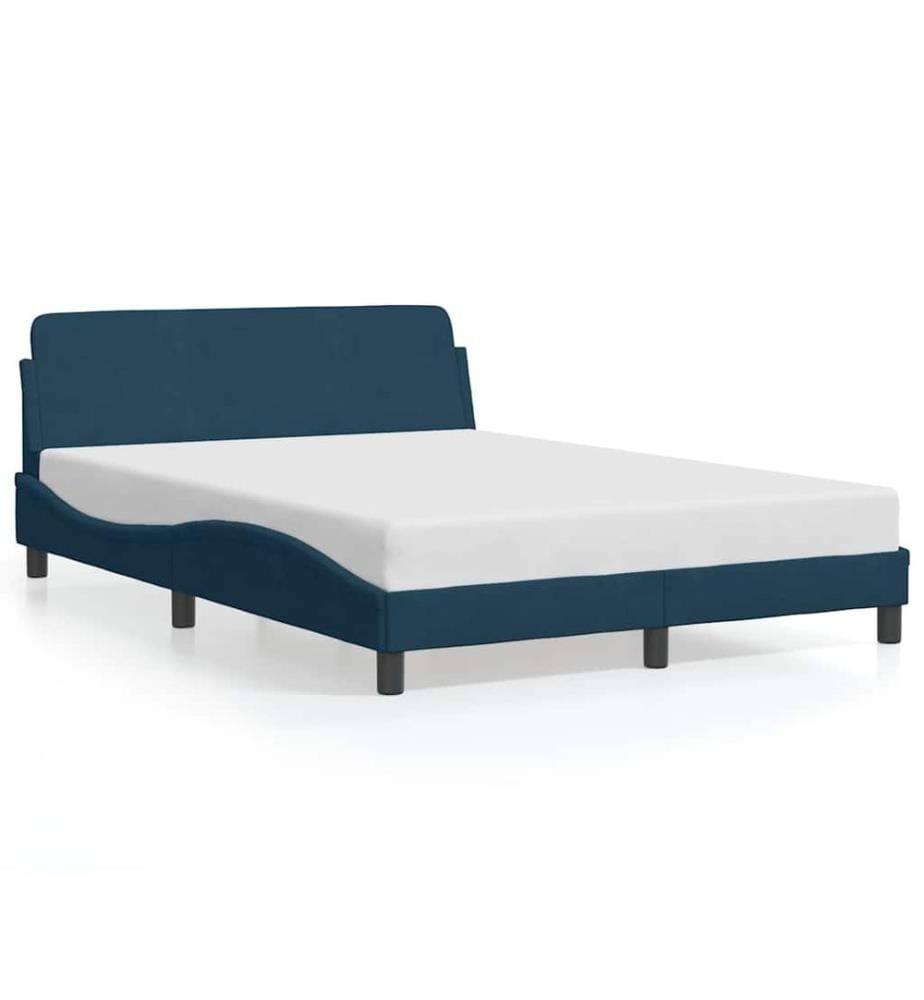 Bettgestell mit Kopfteil "Dover" Blau 120x200 cm Samt