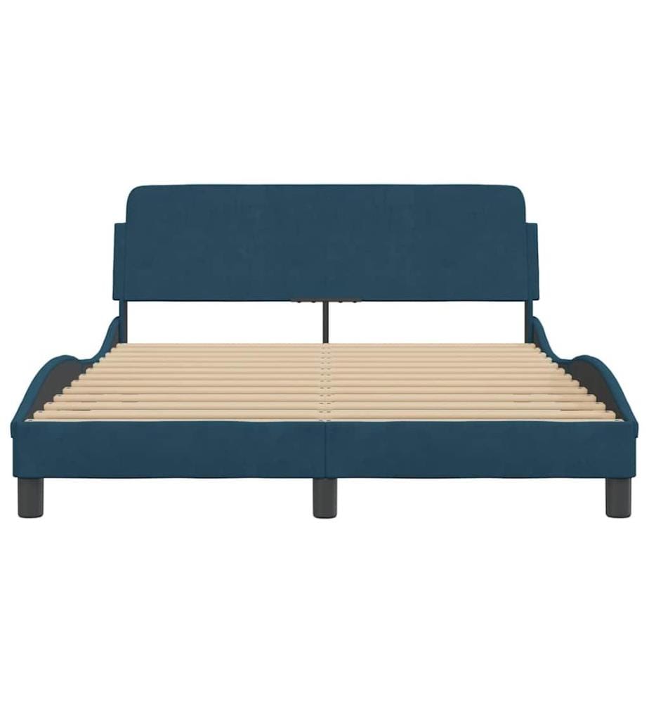 Bettgestell mit Kopfteil "Dover" Blau 120x200 cm Samt