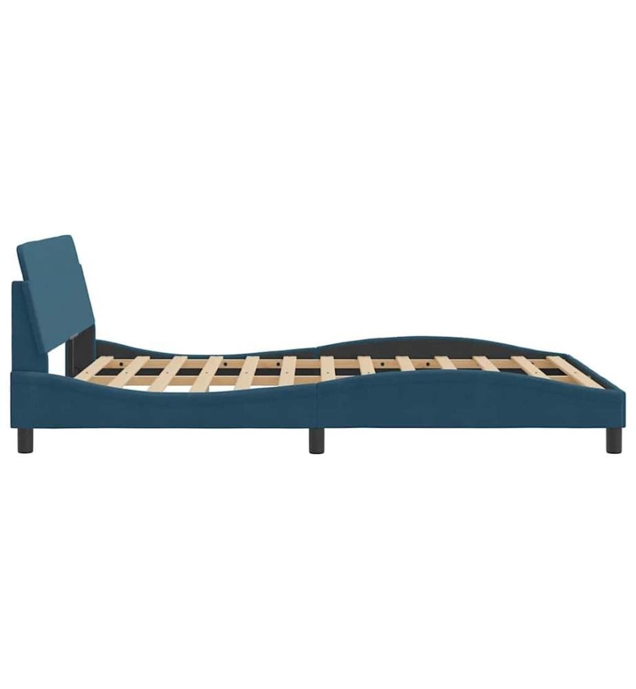 Bettgestell mit Kopfteil "Dover" Blau 120x200 cm Samt