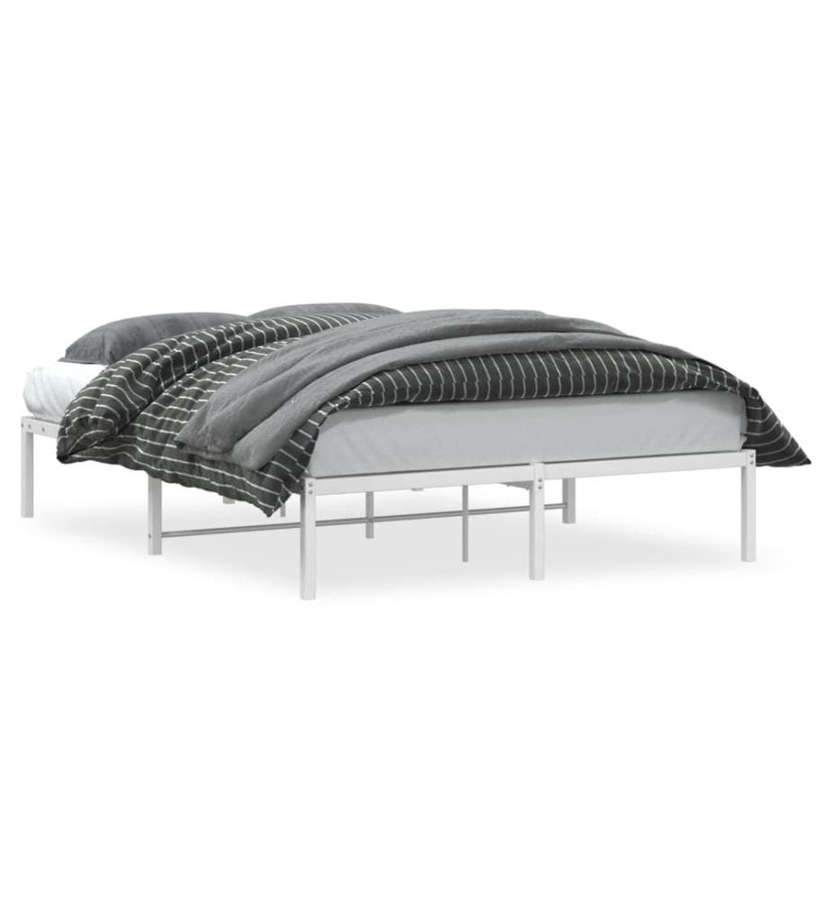 Cadre de lit métal sans matelas blanc 140x200 cm