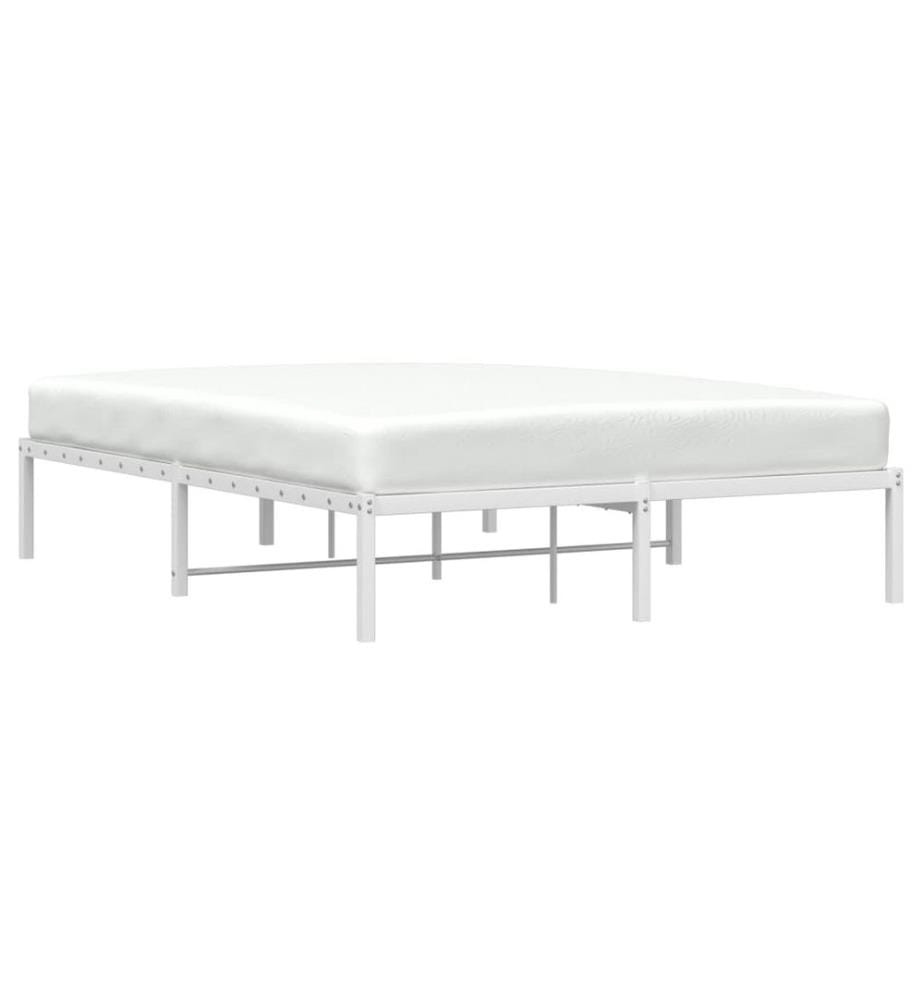 Cadre de lit métal sans matelas blanc 140x200 cm