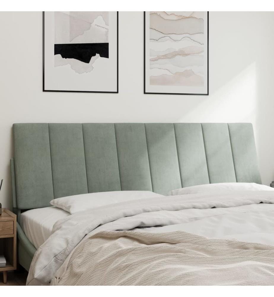 Coussin de tête de lit Hanko gris clair 160 cm velours