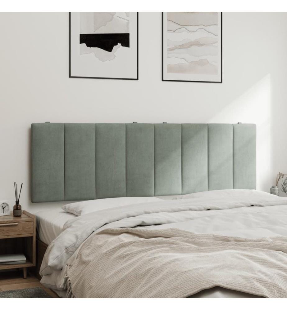 Coussin de tête de lit Hanko gris clair 160 cm velours