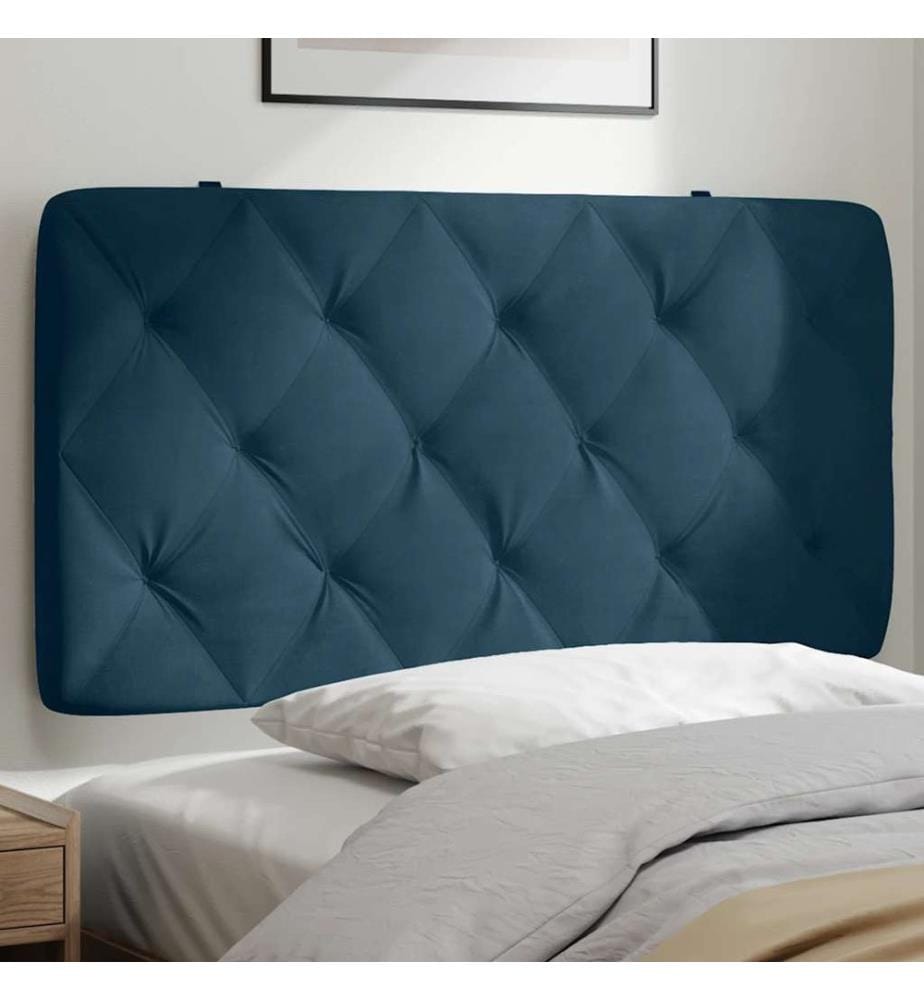 Coussin de tête de lit bleu 100 cm velours