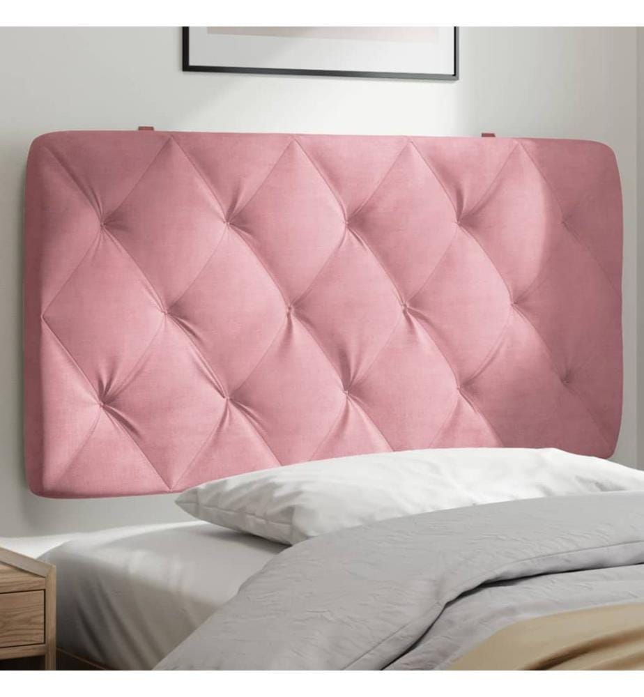Coussin de tête de lit rose 100 cm velours