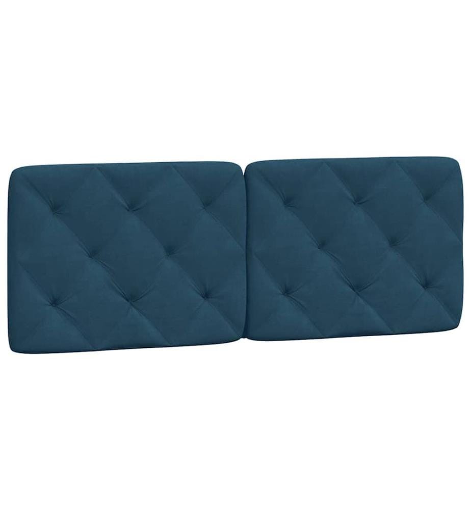 Coussin de tête de lit bleu 120 cm velours