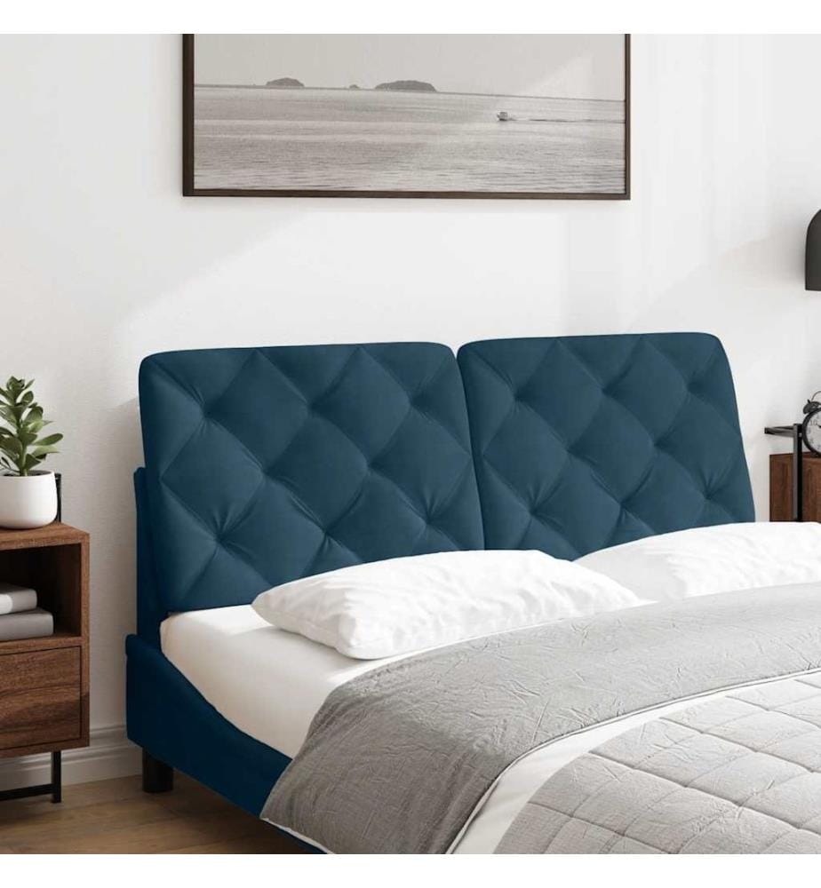 Coussin de tête de lit bleu 120 cm velours