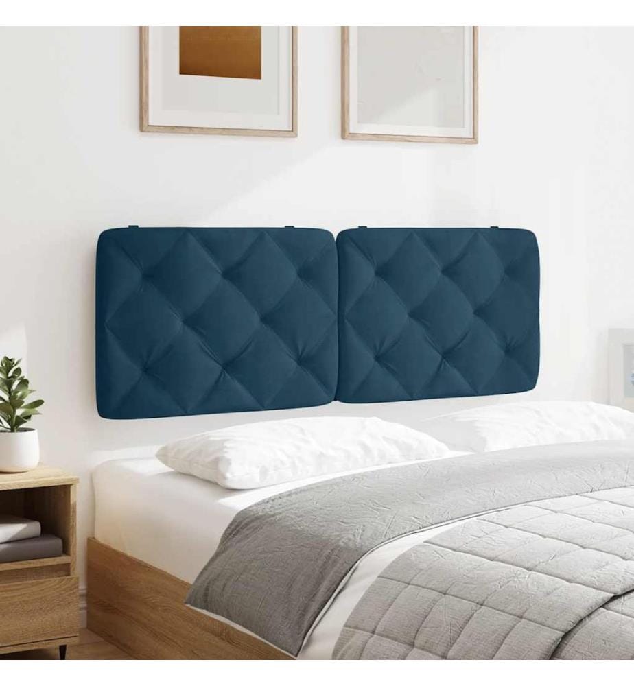 Coussin de tête de lit bleu 120 cm velours