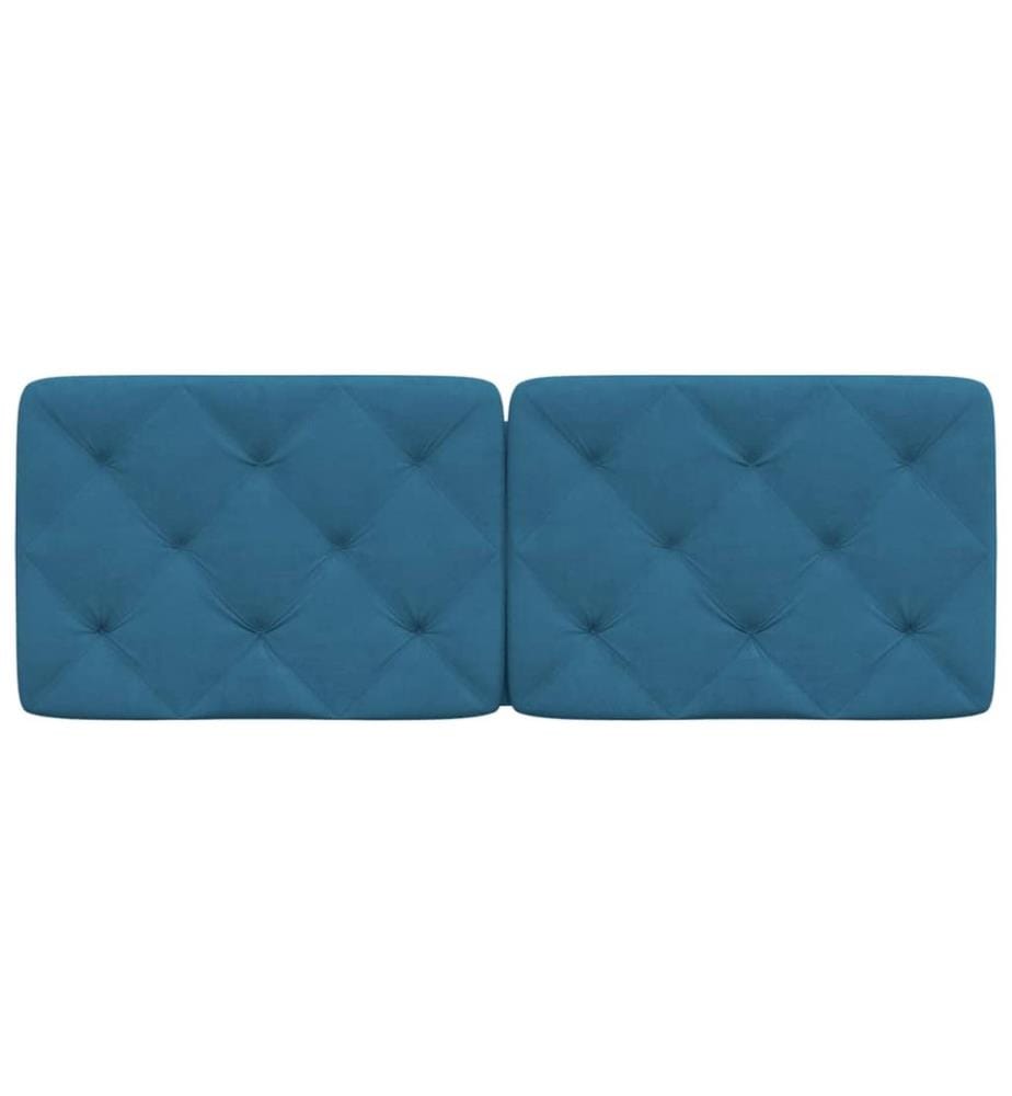 Coussin de tête de lit bleu 120 cm velours