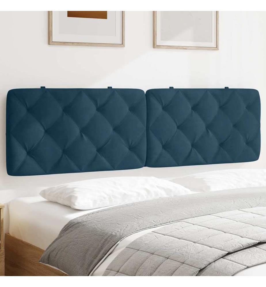 Coussin de tête de lit bleu 180 cm velours