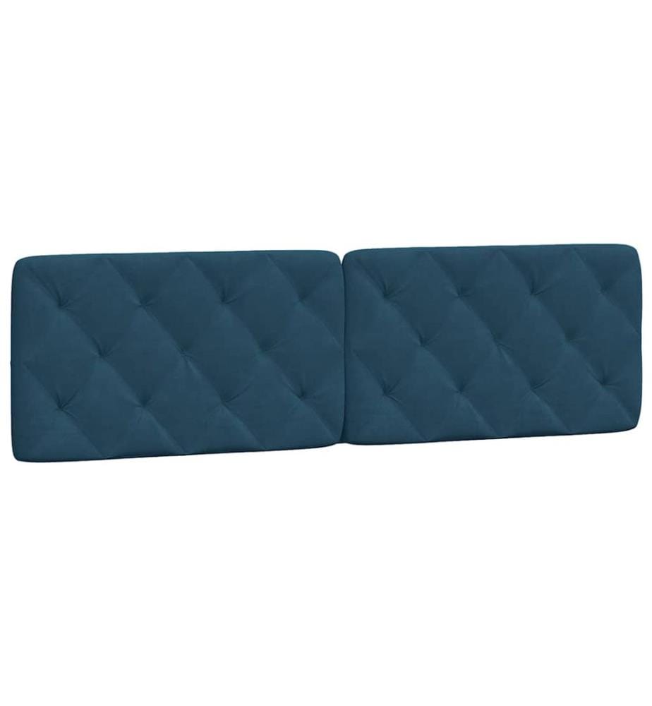 Coussin de tête de lit bleu 180 cm velours