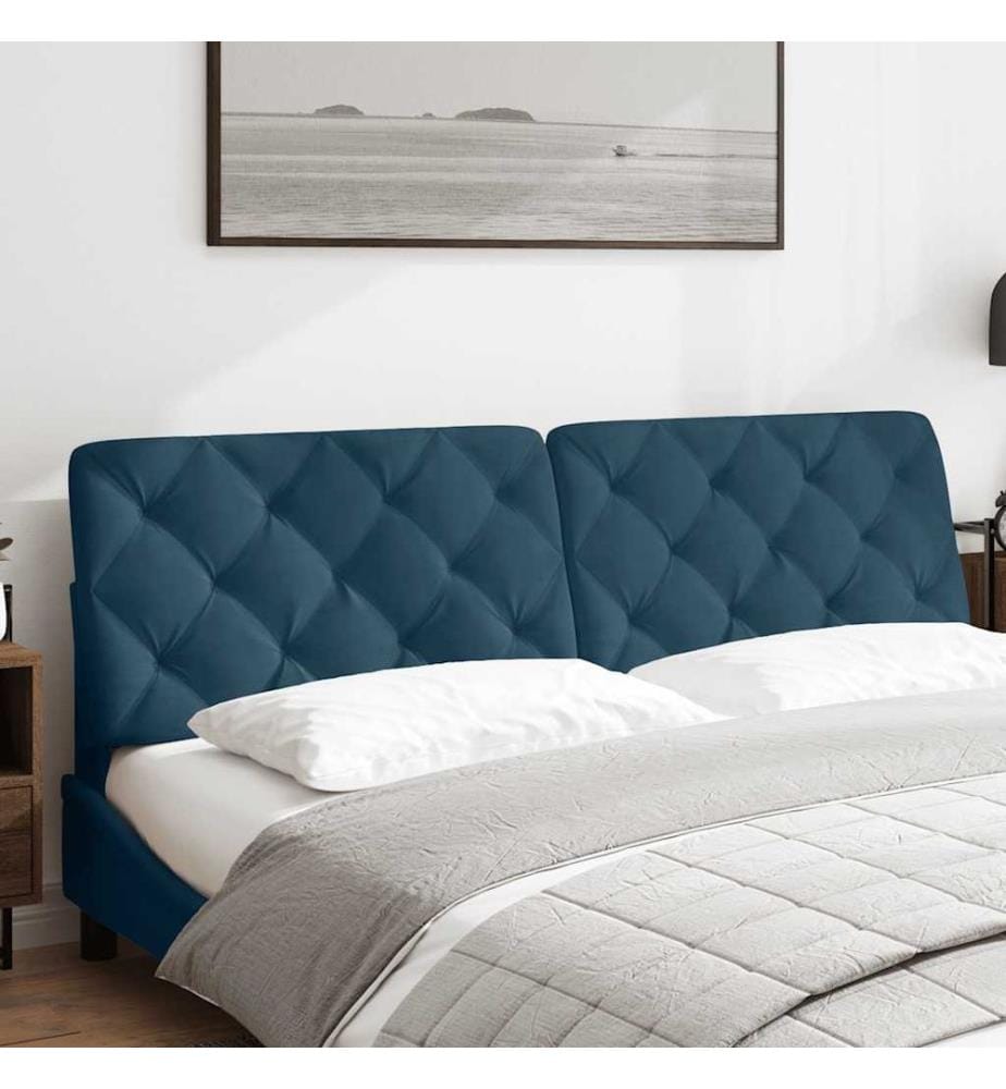 Coussin de tête de lit bleu 180 cm velours