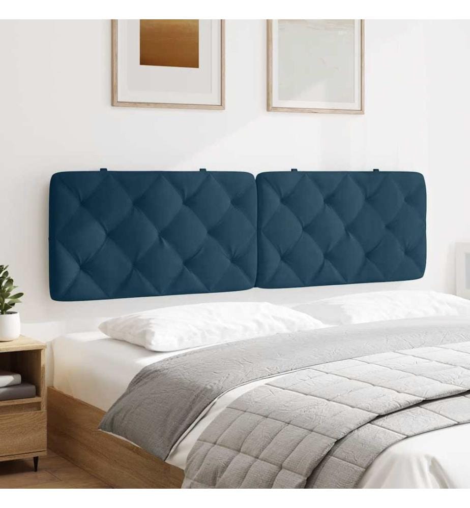 Coussin de tête de lit bleu 180 cm velours