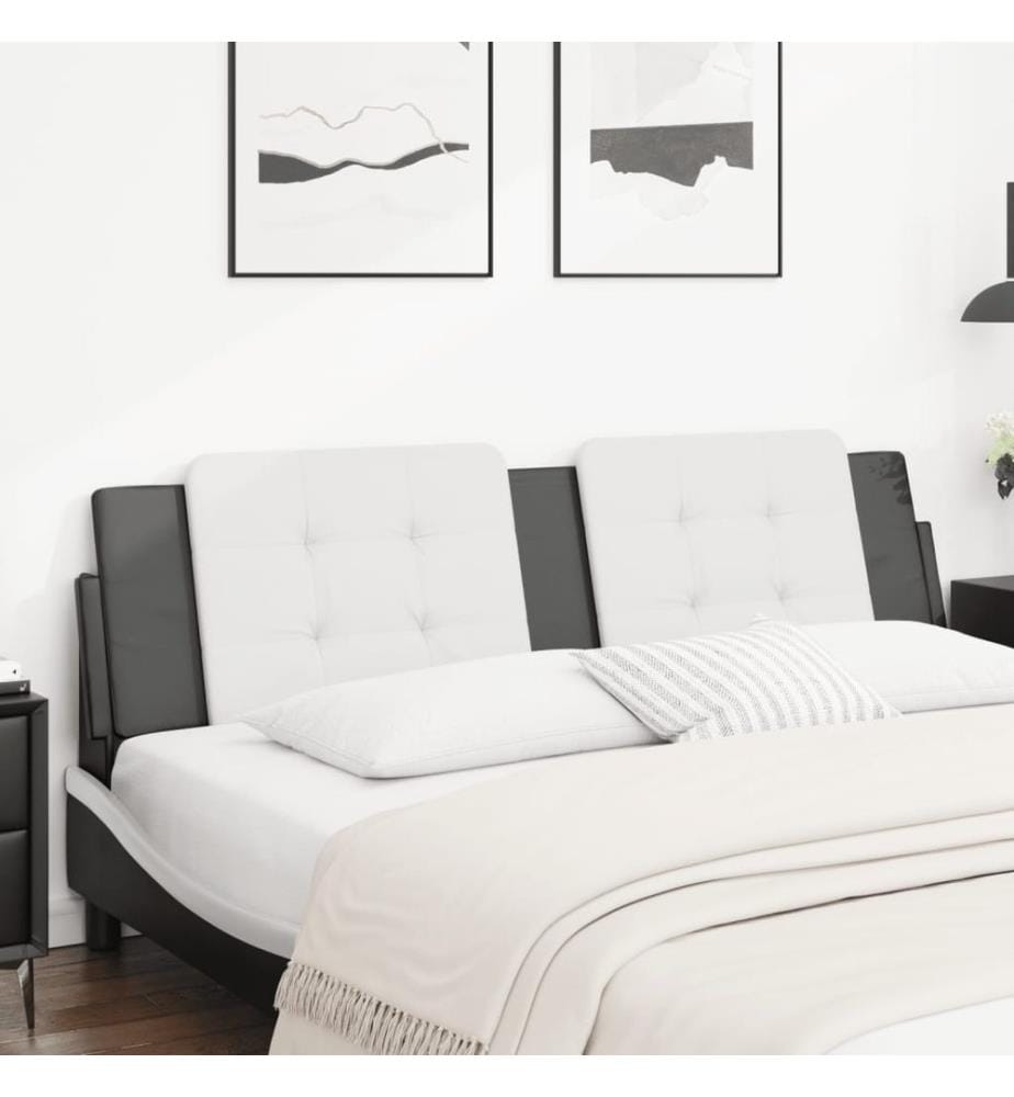 Kopfteil-Kissen "Zadar" Weiss und Schwarz 180 cm Kunstleder