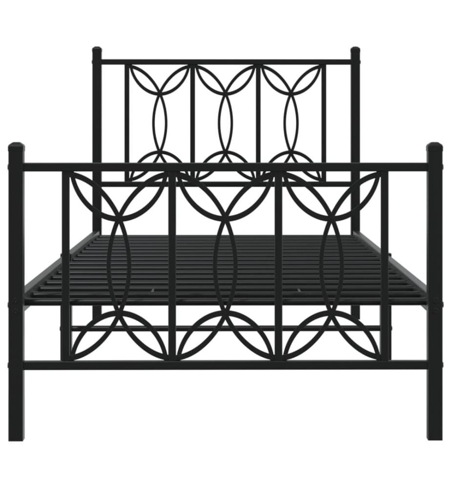 Cadre de lit métal sans matelas avec pied de lit noir 80x200 cm