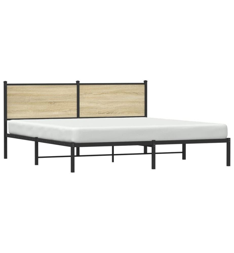 Cadre de lit en métal sans matelas chêne sonoma 160x200 cm