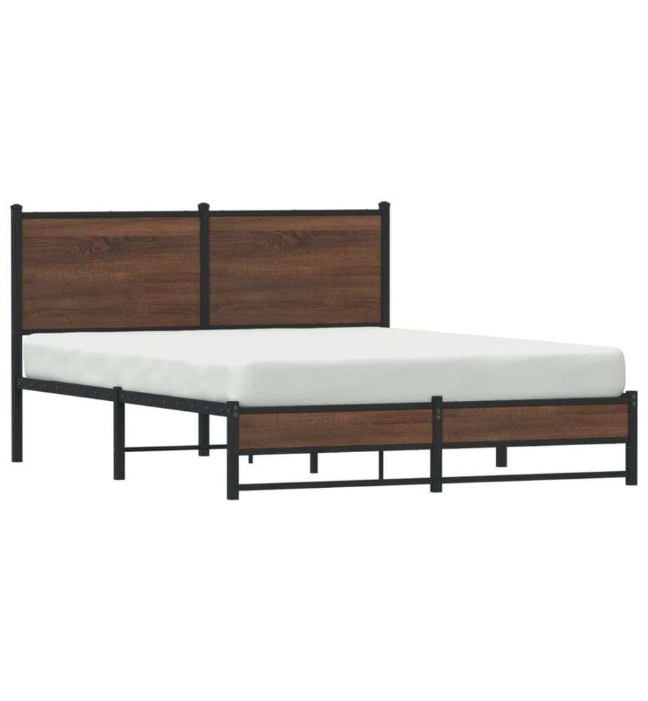 Metallbett ohne Matratze Braun Eichen-Optik 140x200 cm