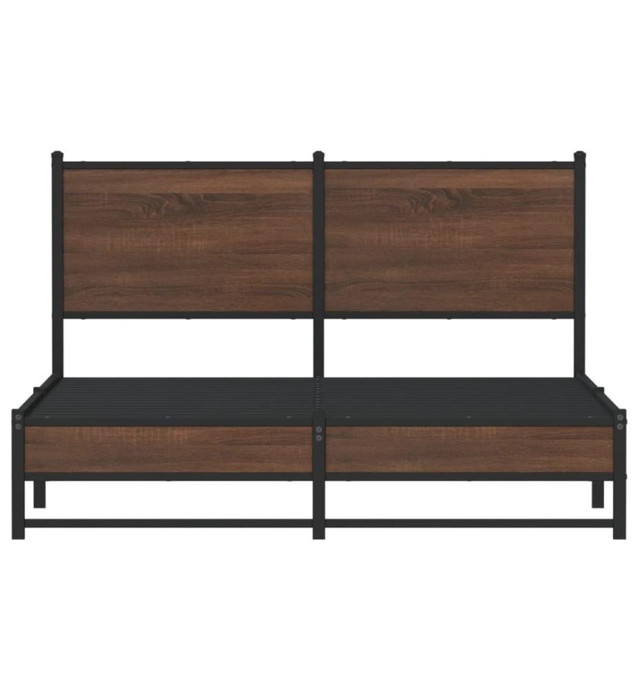 Metallbett ohne Matratze Braun Eichen-Optik 140x200 cm
