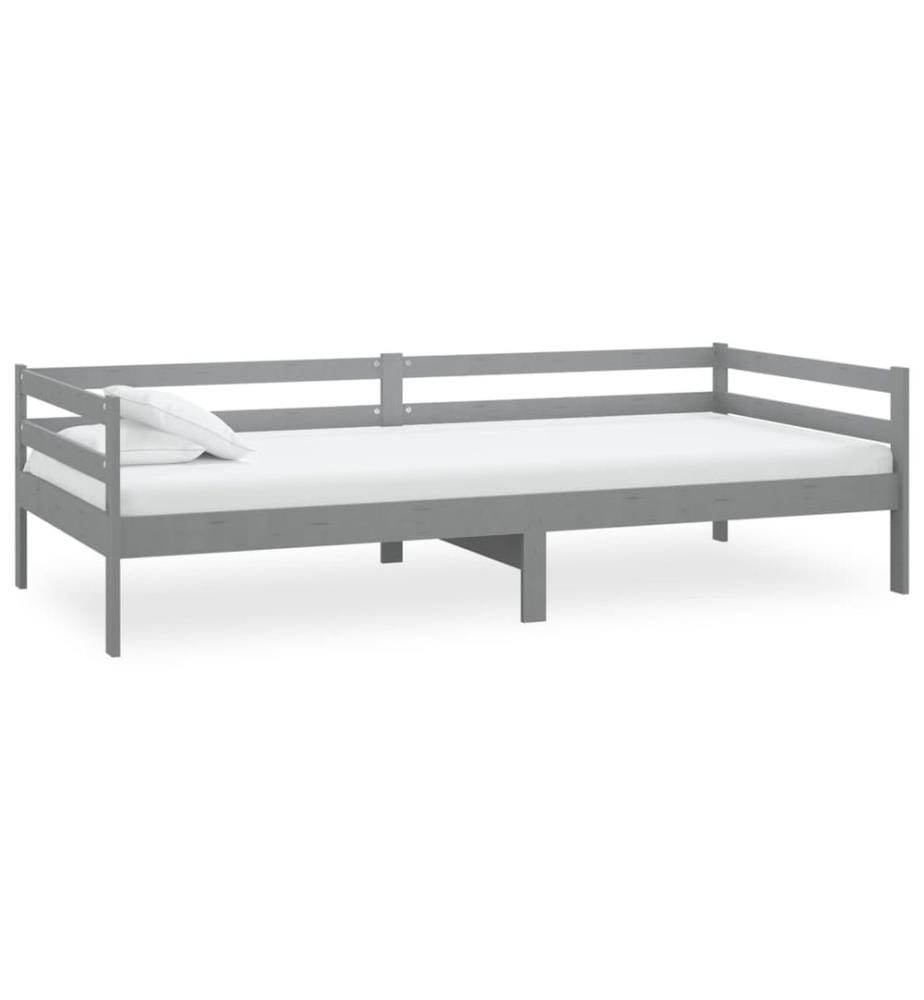 Lit de jour sans matelas gris bois de pin massif 90x200 cm