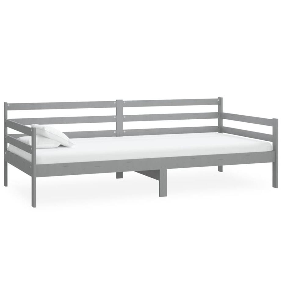 Lit de jour sans matelas gris bois de pin massif 90x200 cm