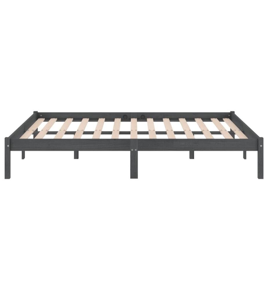 Massivholzbett Grau Kiefer 200x200 cm