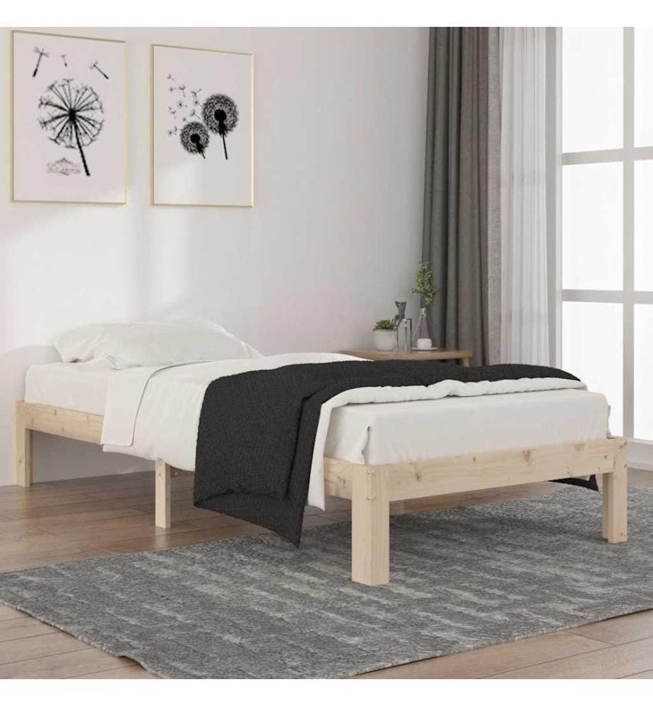 Cadre de lit sans matelas bois de pin massif 90x200 cm