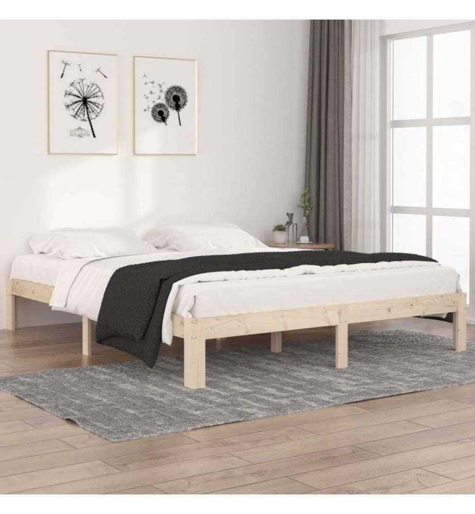 Cadre de lit sans matelas bois massif de pin 160x200 cm