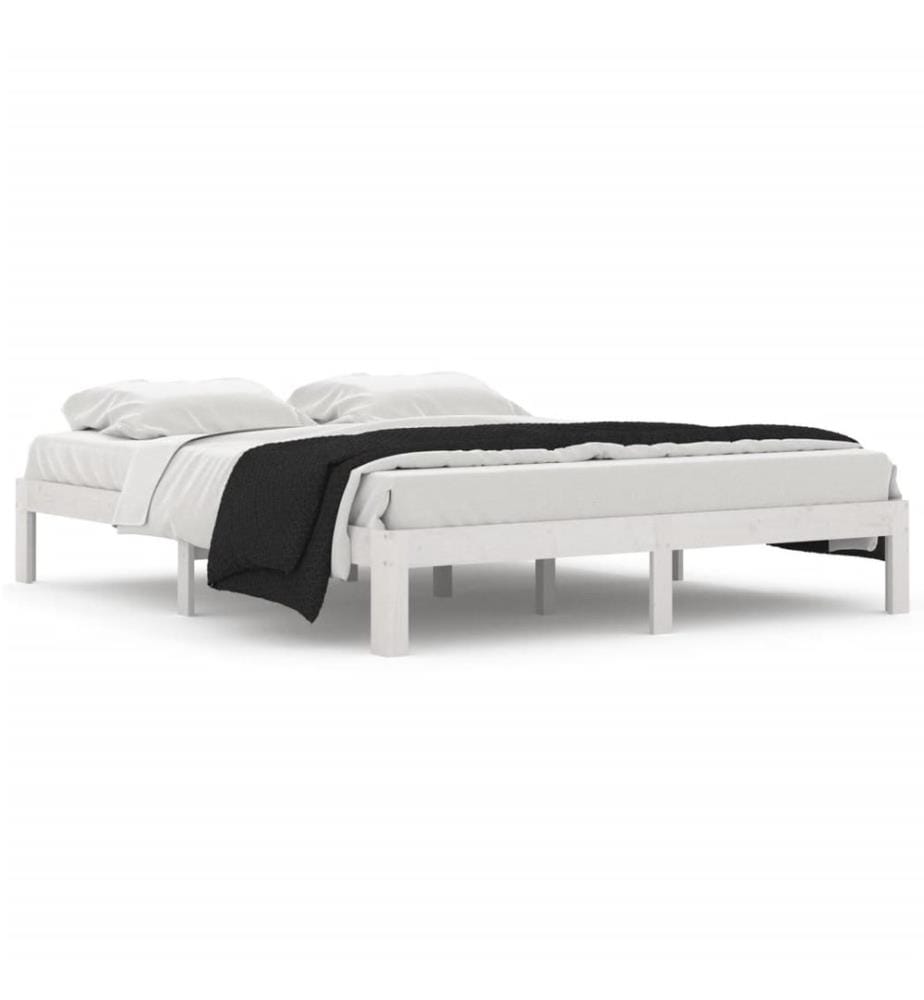 Cadre de lit sans matelas blanc bois de pin massif 160x200 cm