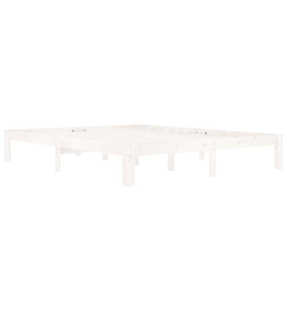 Cadre de lit sans matelas blanc bois de pin massif 160x200 cm