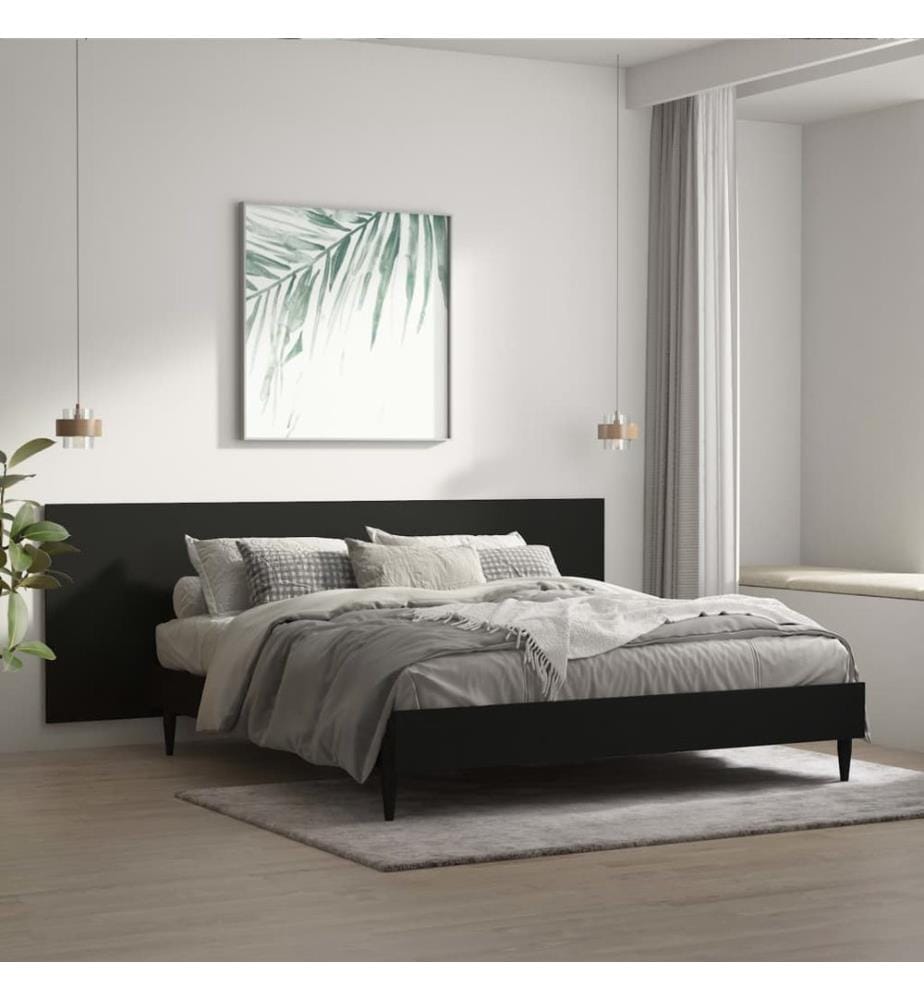 Tête de lit murale Noir 240x1,5x80 cm Bois d'ingénierie