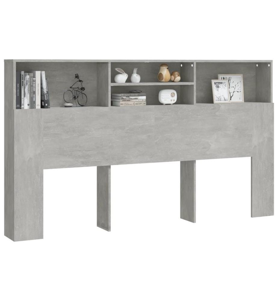 Bett-Kopfteil mit Ablagen Betongrau 180x19x103,5 cm
