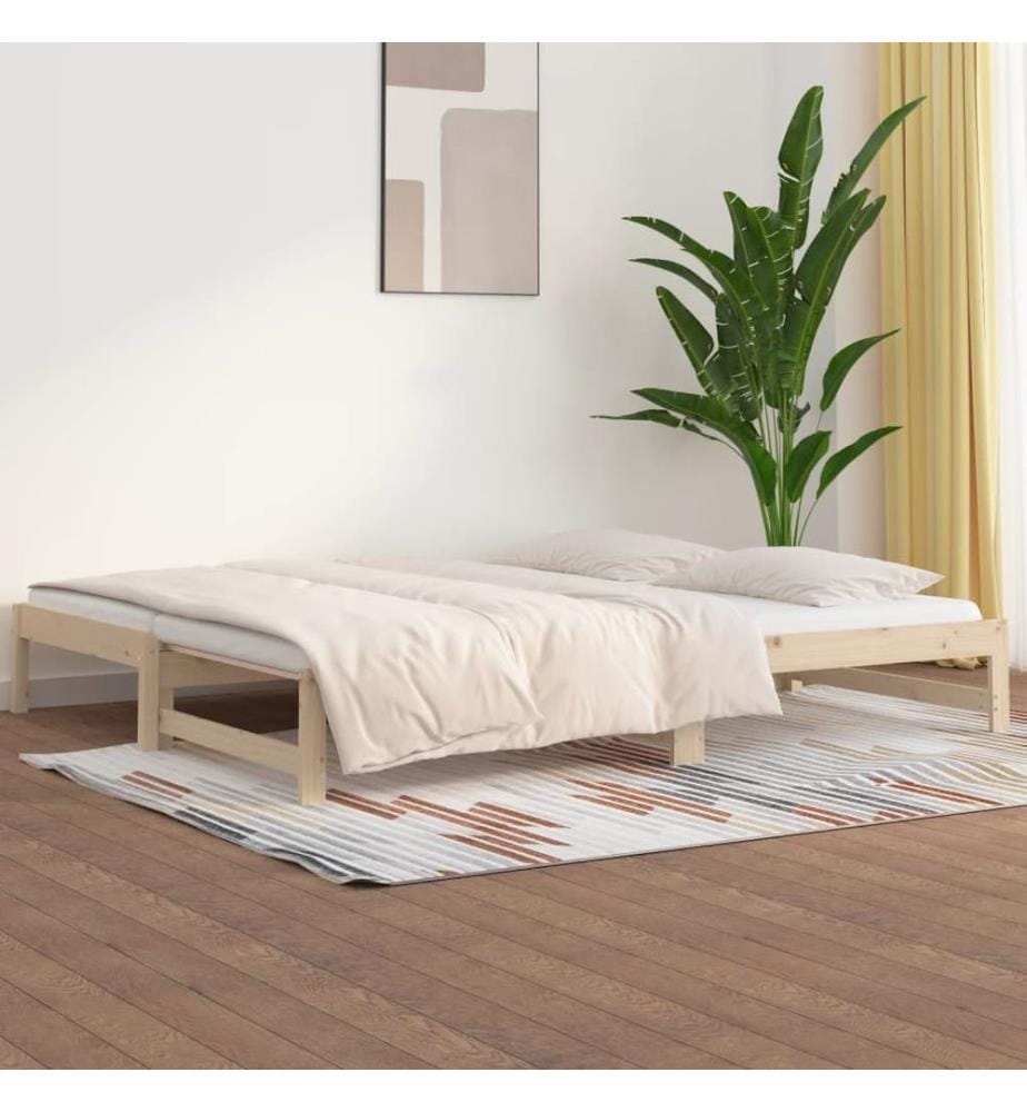Lit coulissant sans matelas 2x(90x190) cm Bois de pin massif