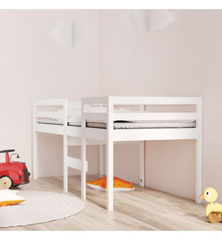Hochbett Weiss 90x200 cm Massivholz Kiefer